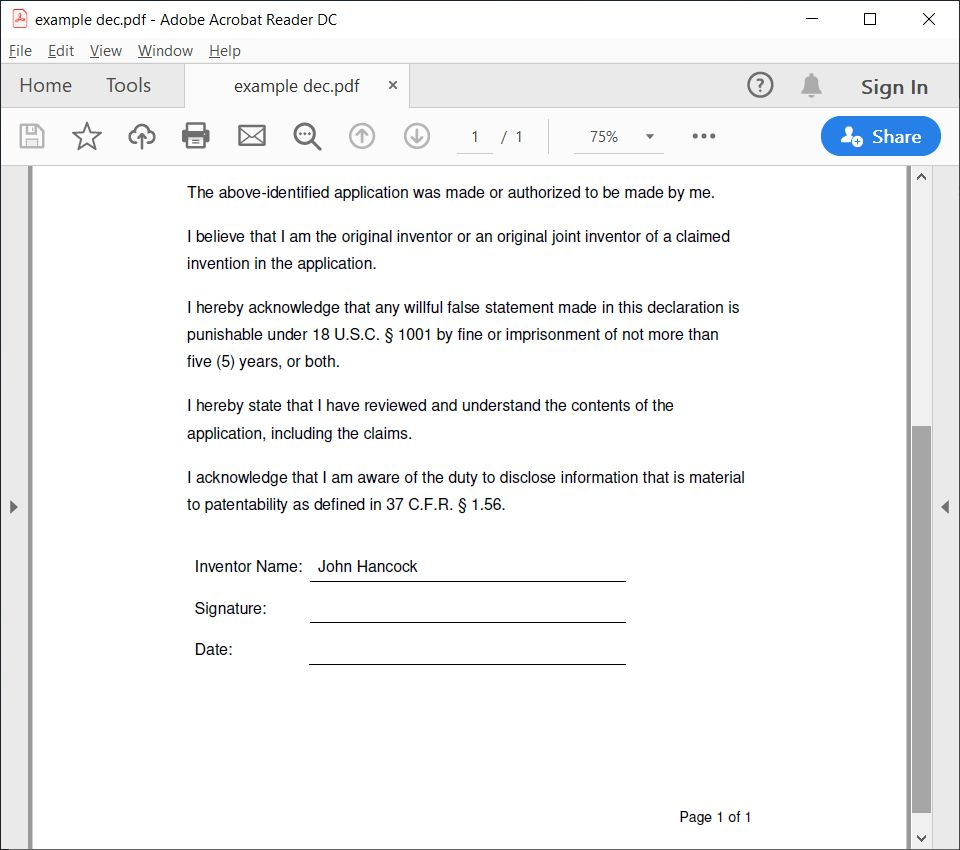 Inventor Declaration Electronic Signature 4 | Intellectual Property Law Firm | Harness IP