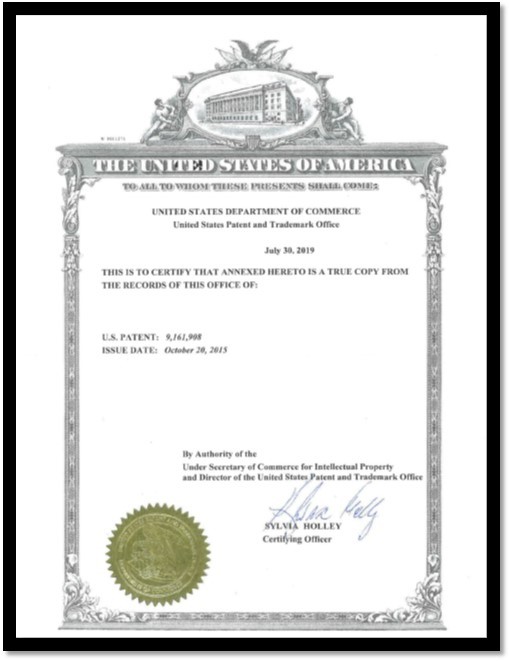 image of a certified copy of a patent