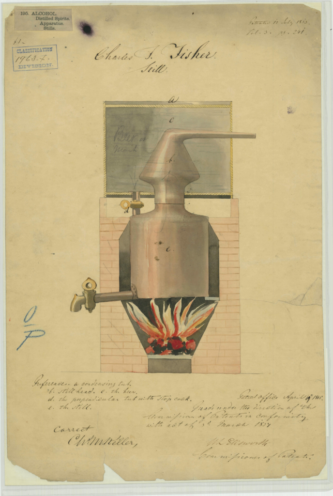 Like a Phoenix (Digitally) Arising from the Ashes: Newly Digitized 1837-1847 U.S. Patents | IP Law Firm | Harness IP Charles I. Fishers Patent Drawing for a Still | Intellectual Property Law Firm | Harness IP